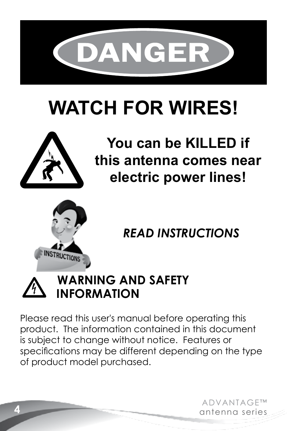 Watch for wires | Channel Master Advantage 100 (3020) User Manual | Page 6 / 36