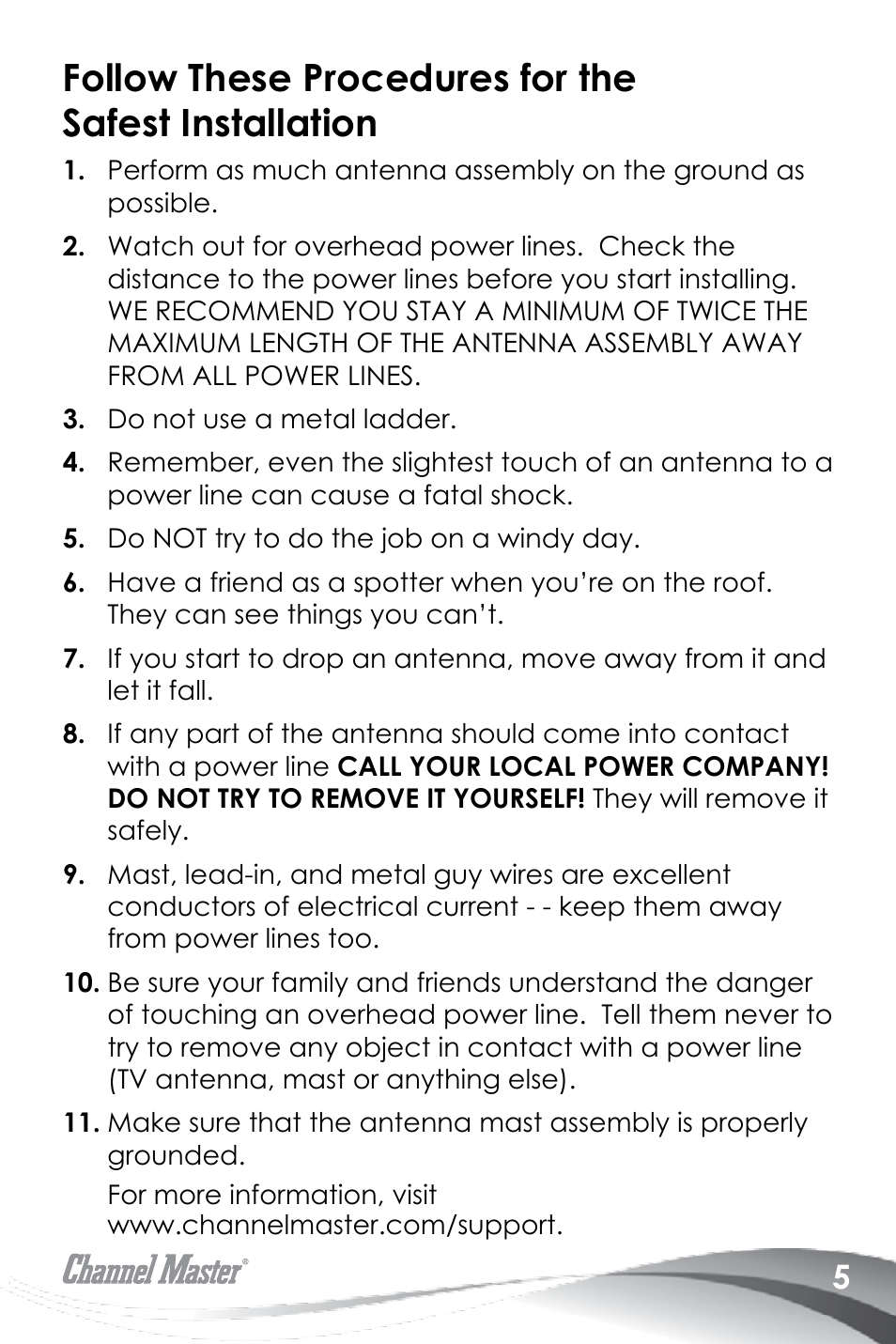 Channel Master Advantage 100 (3020) User Manual | Page 7 / 36