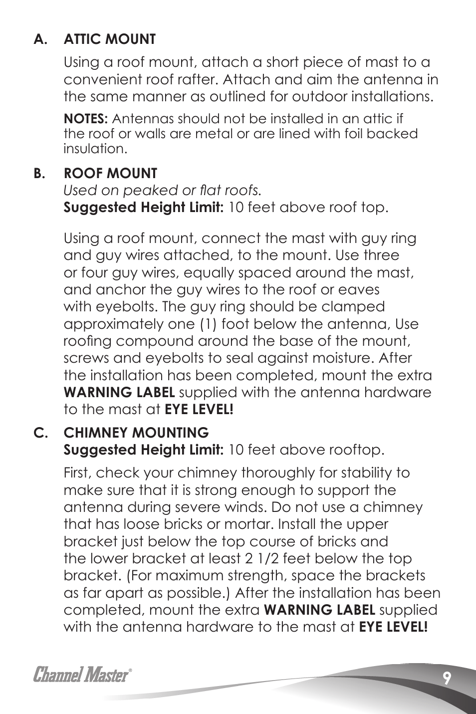 Channel Master Digital Advantage 100 (2020) User Manual | Page 11 / 44