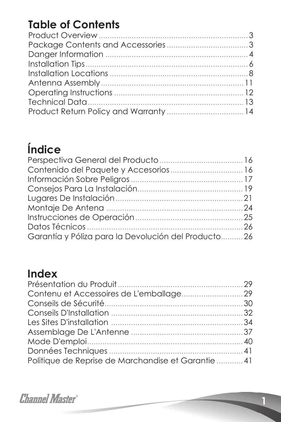 Channel Master Digital Advantage 100 (2020) User Manual | Page 3 / 44