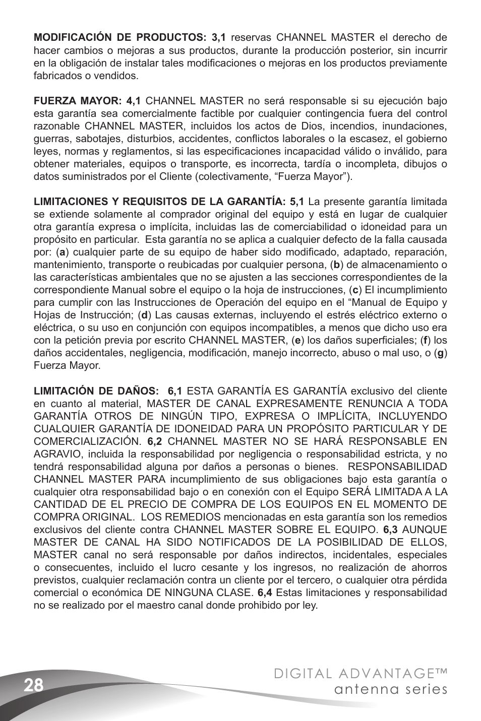 Digital advantage, Antenna series | Channel Master Digital Advantage 100 (2020) User Manual | Page 30 / 44