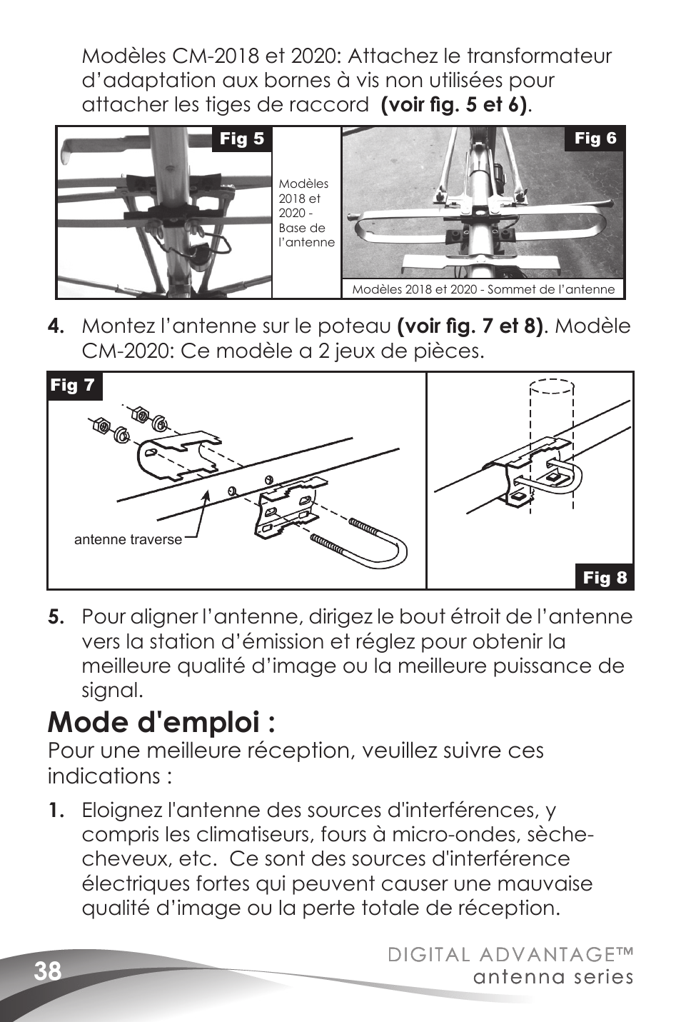 Mode d'emploi, Digital advantage, Antenna series digital advantage | Antenna series | Channel Master Digital Advantage 100 (2020) User Manual | Page 40 / 44