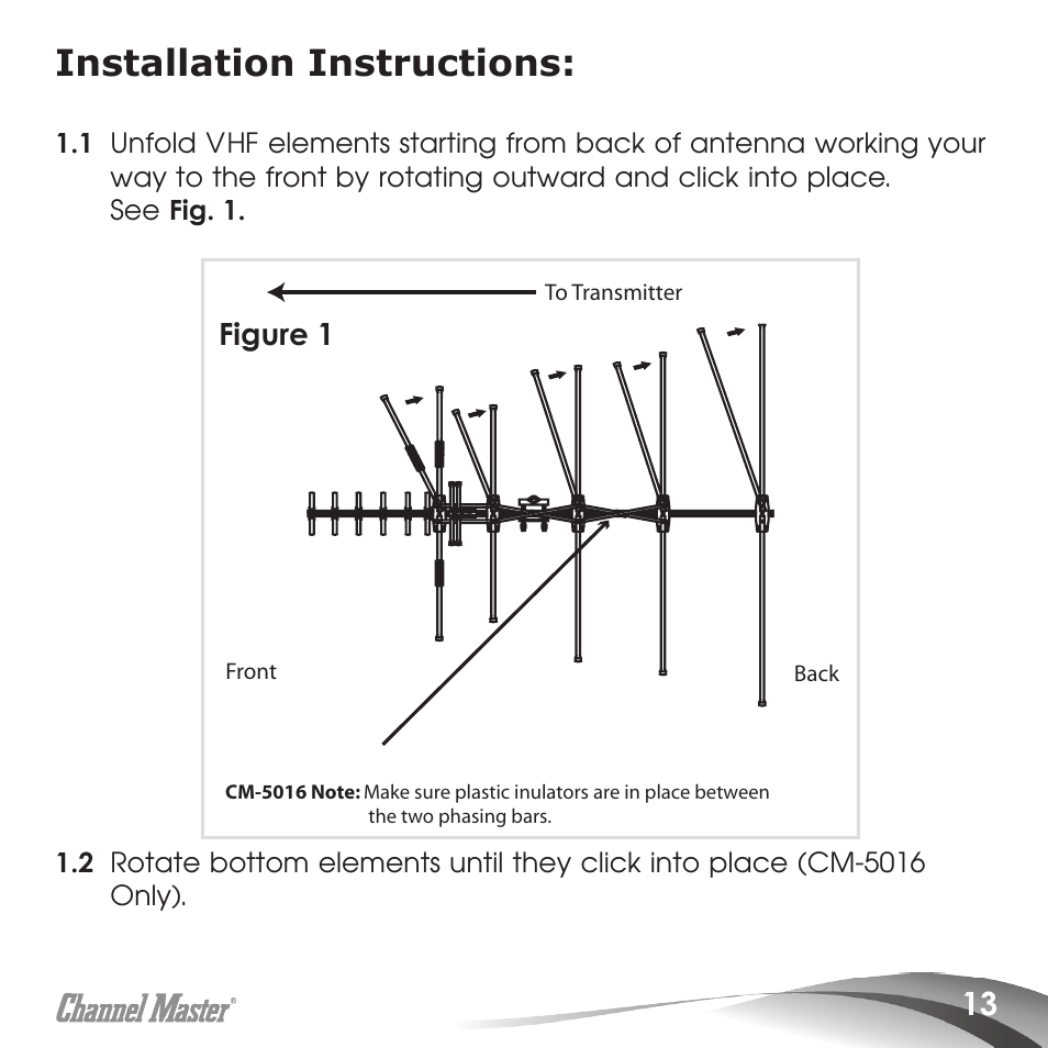 Installation instructions | Channel Master Masterpiece 100 (5020) User Manual | Page 15 / 28