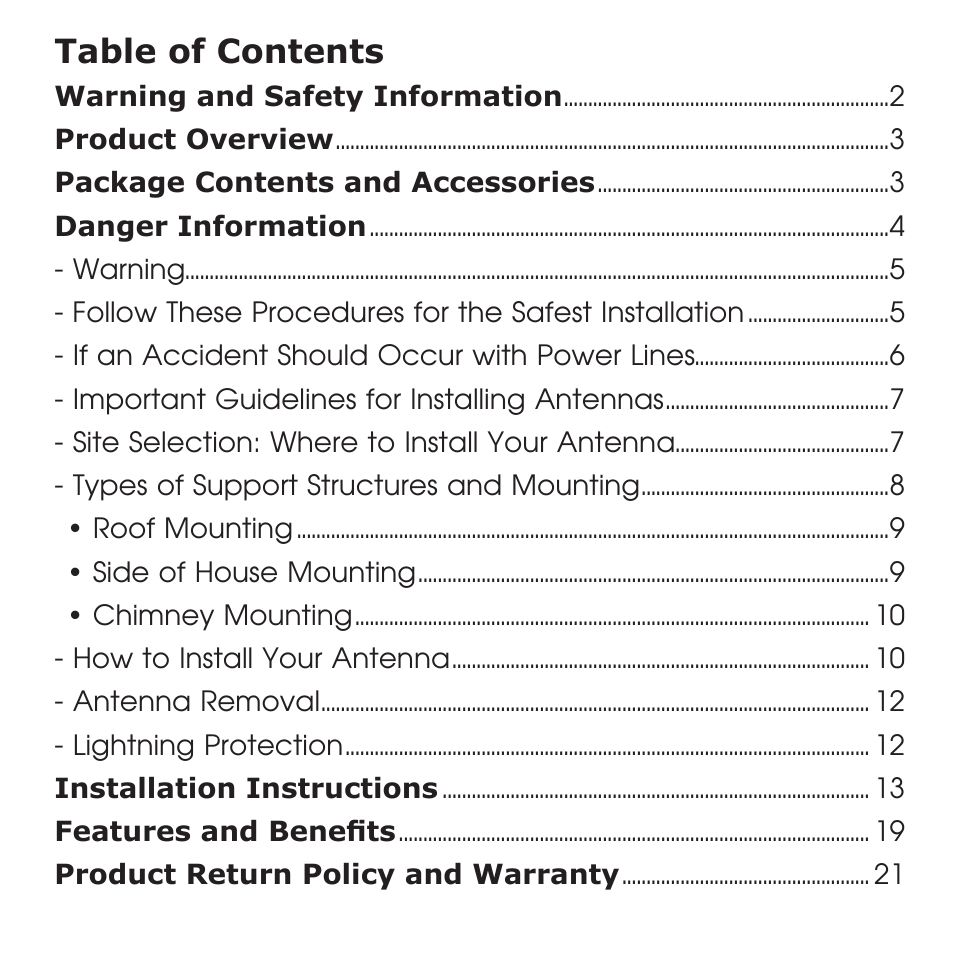 Channel Master Masterpiece 100 (5020) User Manual | Page 2 / 28