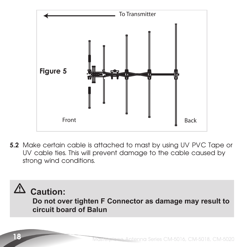 Caution | Channel Master Masterpiece 100 (5020) User Manual | Page 20 / 28