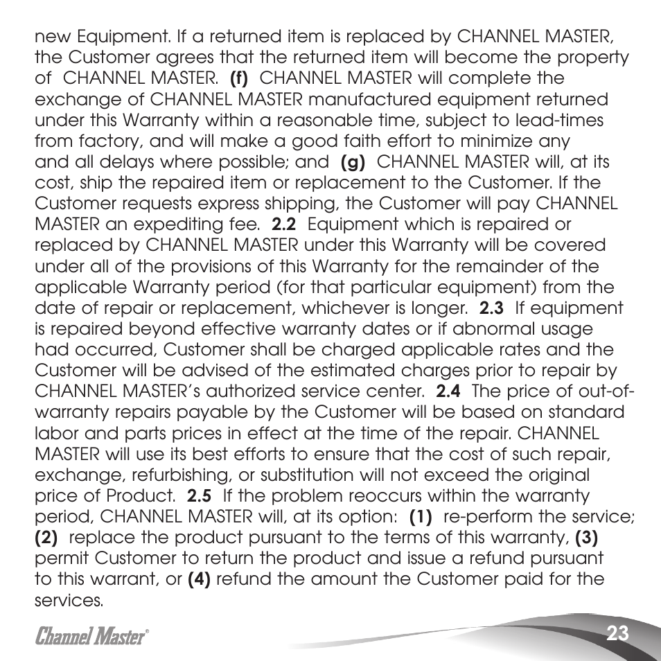 Channel Master Masterpiece 100 (5020) User Manual | Page 25 / 28