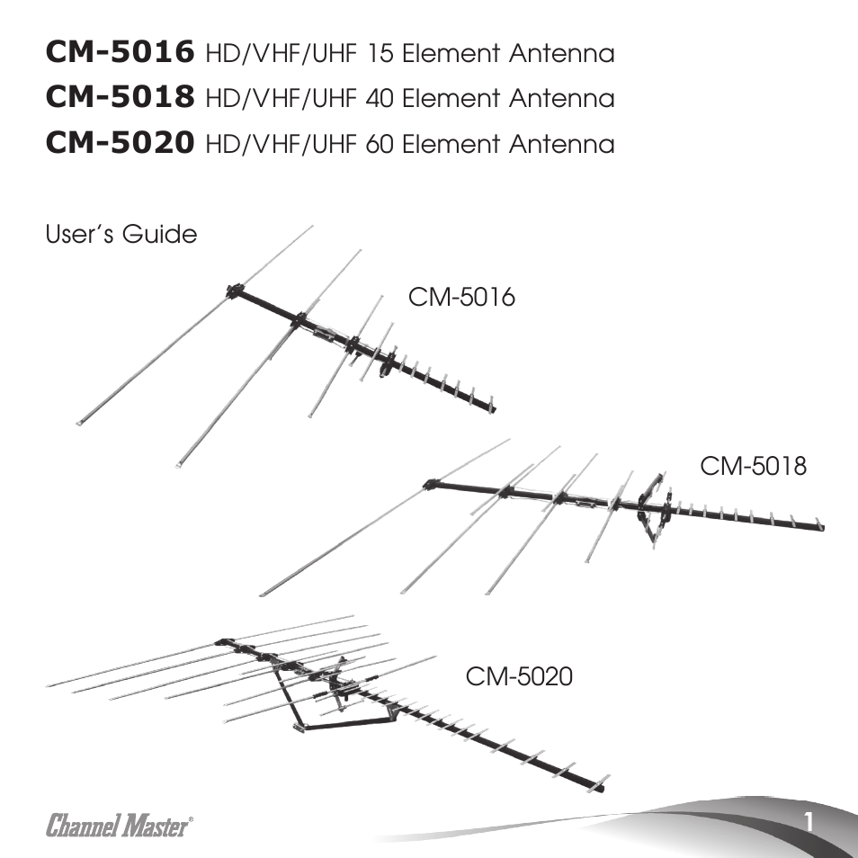 Cm-5016, Cm-5018, Cm-5020 | Channel Master Masterpiece 100 (5020) User Manual | Page 3 / 28