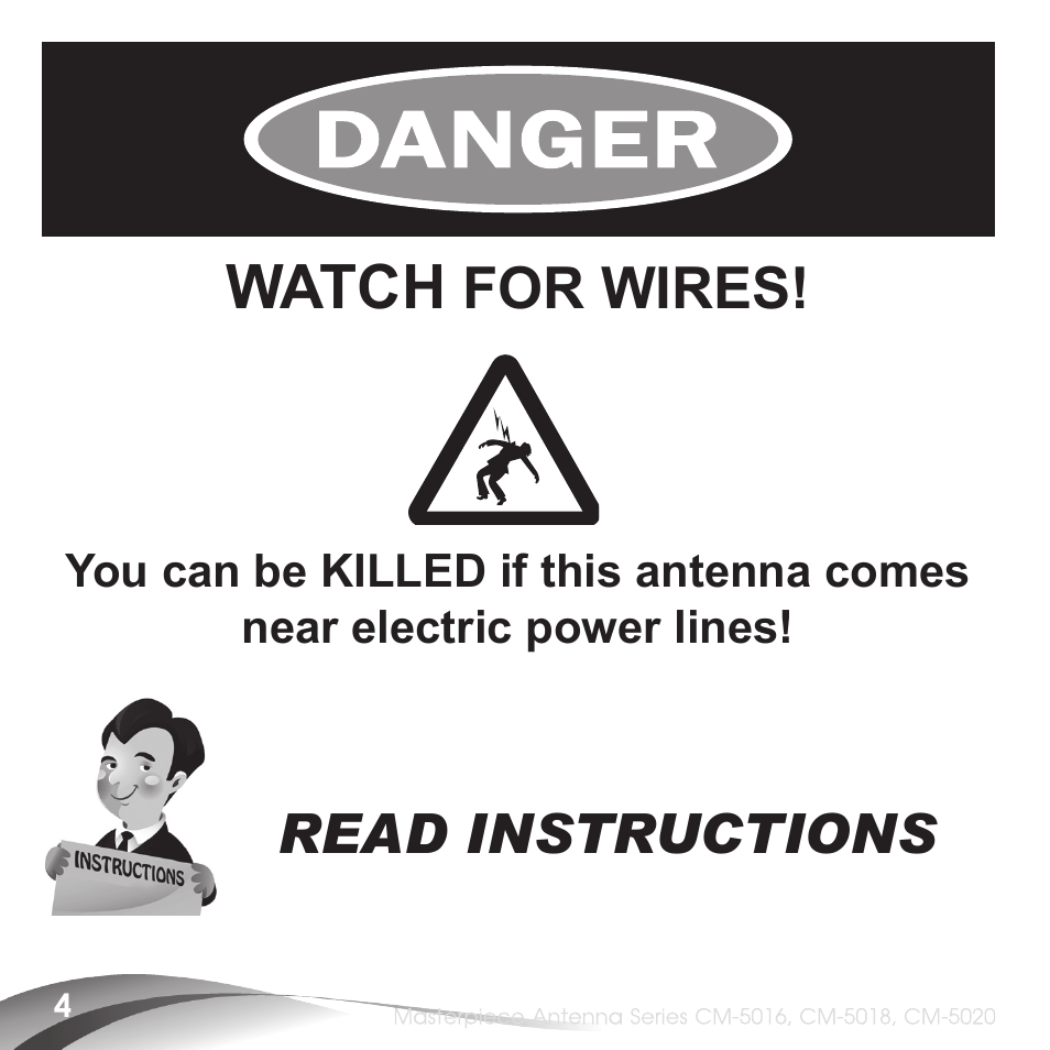 Watch, For wires, Read instructions | Channel Master Masterpiece 100 (5020) User Manual | Page 6 / 28