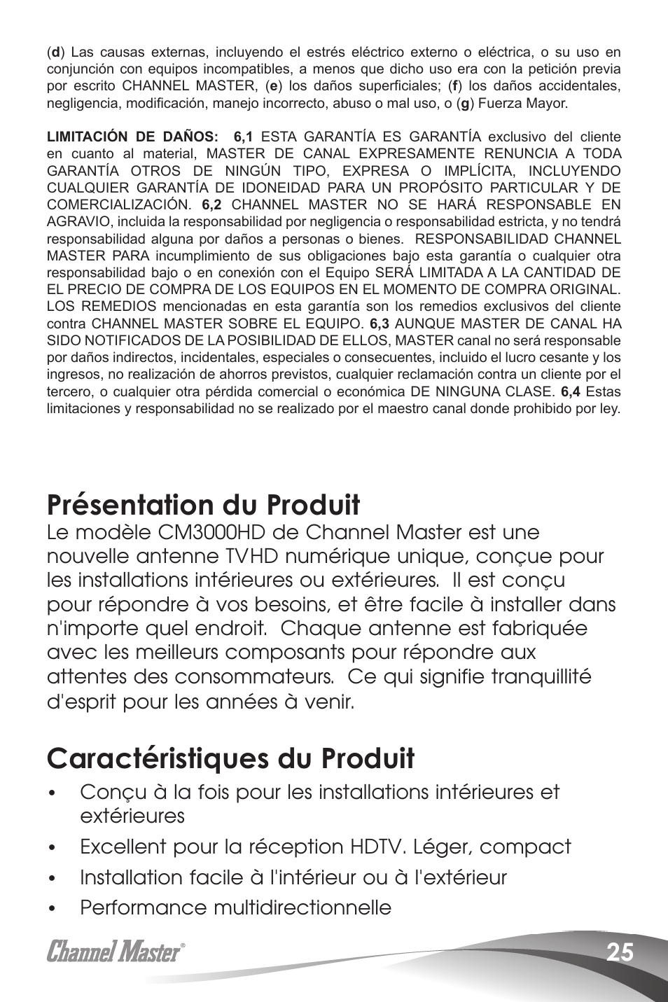 Présentation du produit, Caractéristiques du produit | Channel Master SMARTenna (3000HD) User Manual | Page 27 / 40