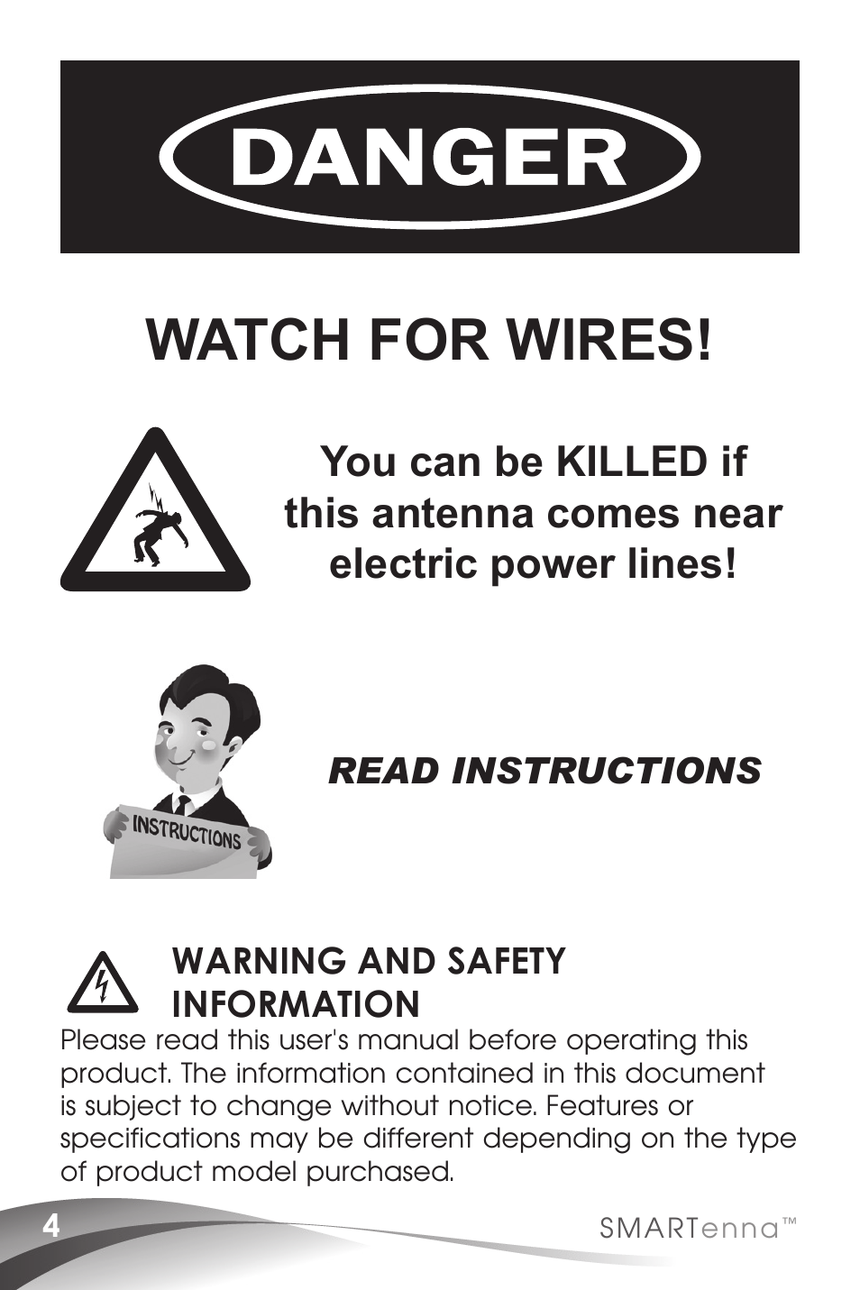 Watch for wires | Channel Master SMARTenna (3000HD) User Manual | Page 6 / 40