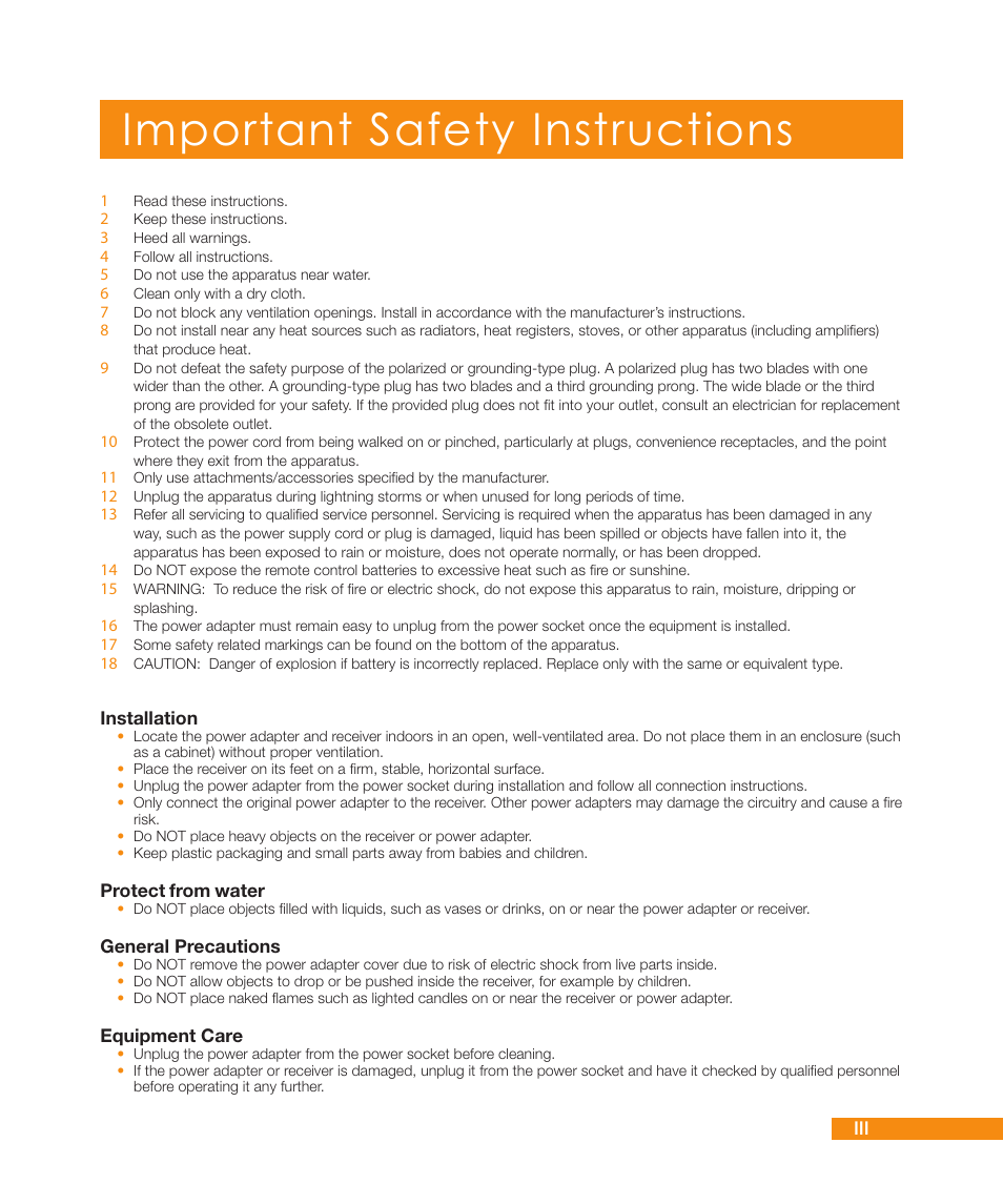 Important safety instructions | Channel Master DVR+ (7500GB16) User Manual | Page 3 / 48