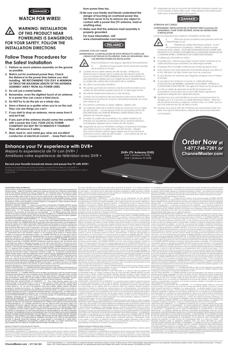 Order now, Watch for wires, Enhance your tv experience with dvr | Dvr+ (tv antenna dvr) ) | Channel Master Universal Antenna Mount (3090) User Manual | Page 2 / 2
