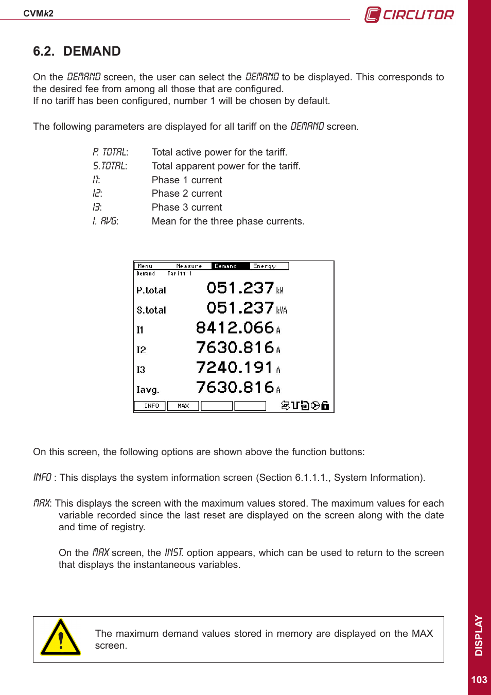 Demand | CIRCUTOR CVMk2 Series User Manual | Page 103 / 152