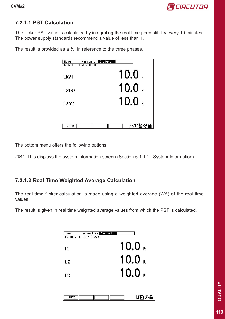 1 pst calculation, 2 real time weighted average calculation | CIRCUTOR CVMk2 Series User Manual | Page 119 / 152