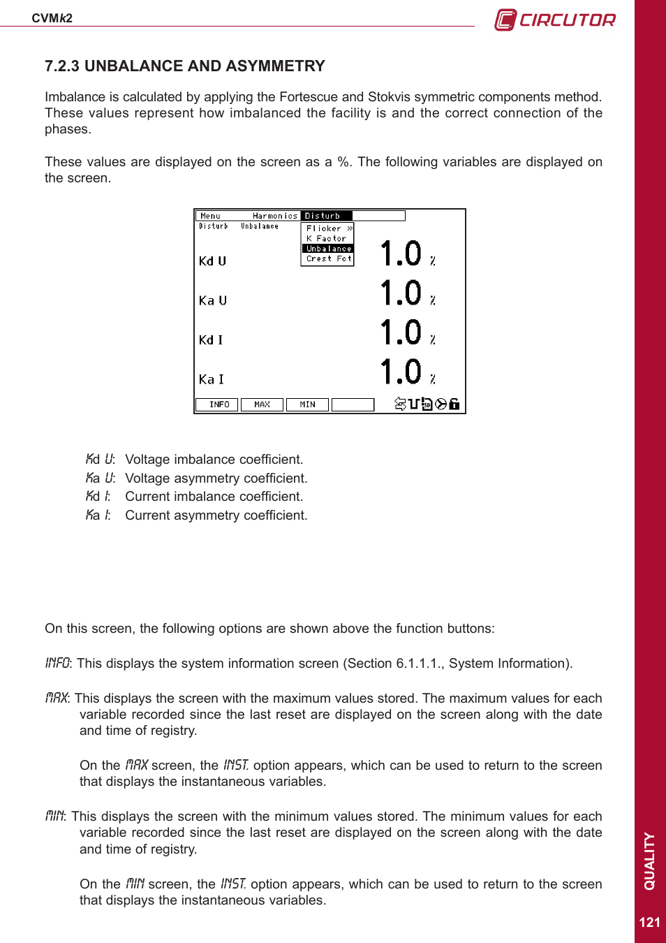 3 unbalance and asymmetry | CIRCUTOR CVMk2 Series User Manual | Page 121 / 152