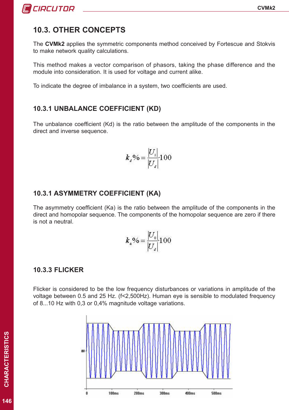 Other concepts, 1 unbalance coefficient (kd), 1 asymmetry coefficient (ka) | 3 flicker | CIRCUTOR CVMk2 Series User Manual | Page 146 / 152