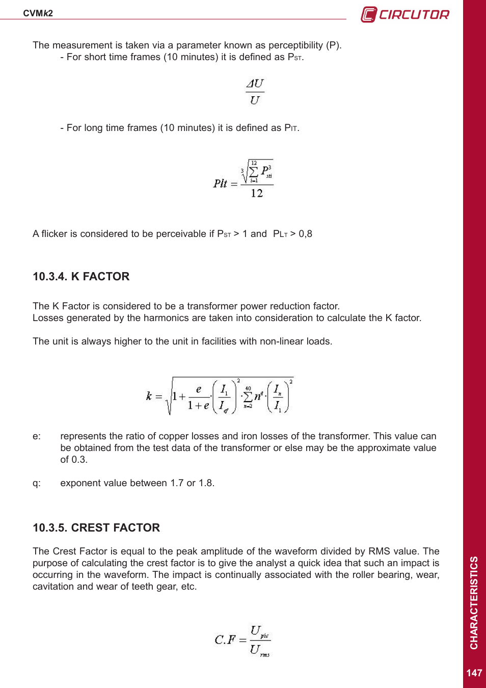 K factor, Crest factor | CIRCUTOR CVMk2 Series User Manual | Page 147 / 152