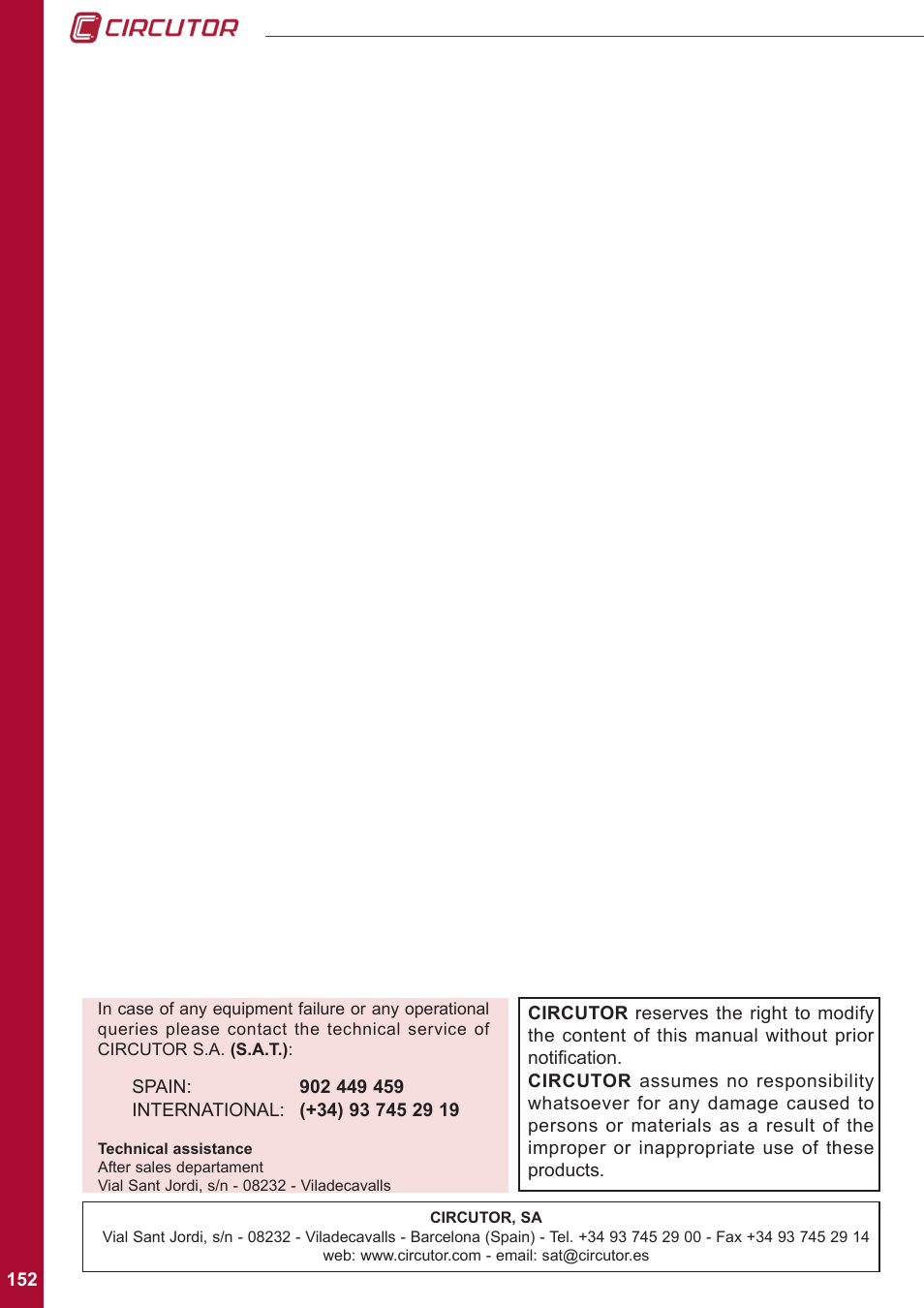 CIRCUTOR CVMk2 Series User Manual | Page 152 / 152