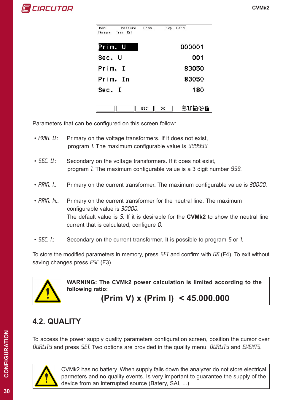 Quality | CIRCUTOR CVMk2 Series User Manual | Page 30 / 152