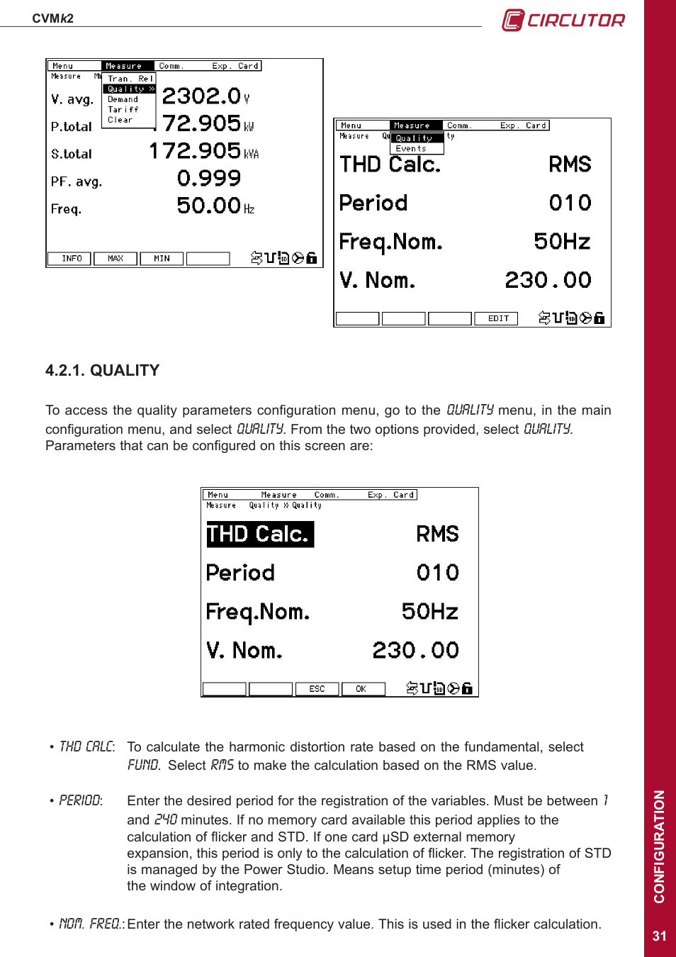 Quality | CIRCUTOR CVMk2 Series User Manual | Page 31 / 152