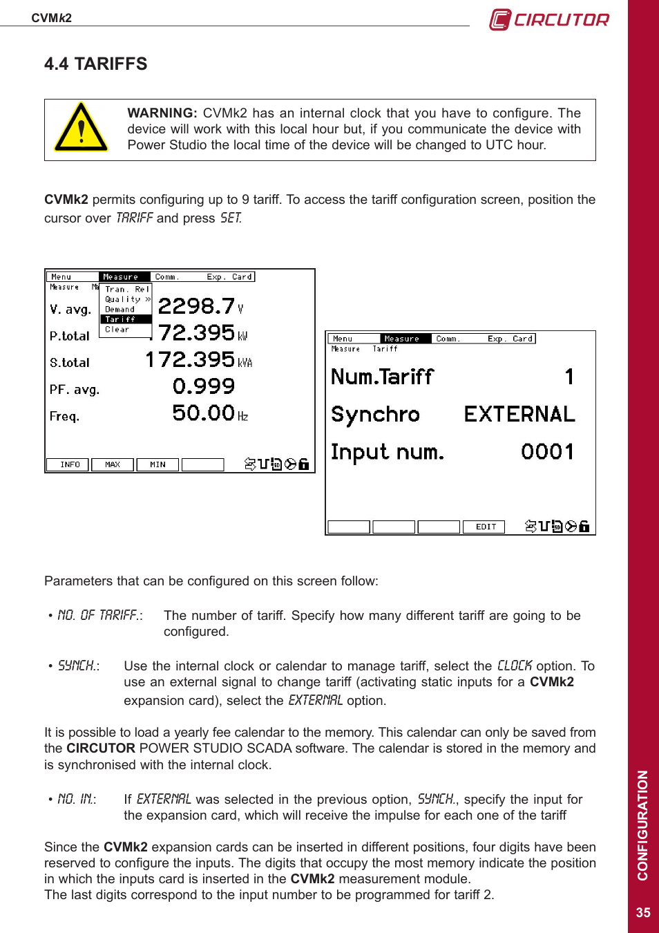 4 tariffs | CIRCUTOR CVMk2 Series User Manual | Page 35 / 152