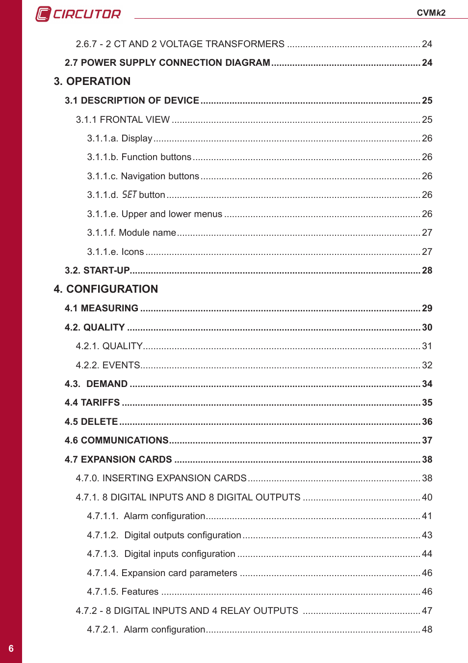 CIRCUTOR CVMk2 Series User Manual | Page 6 / 152