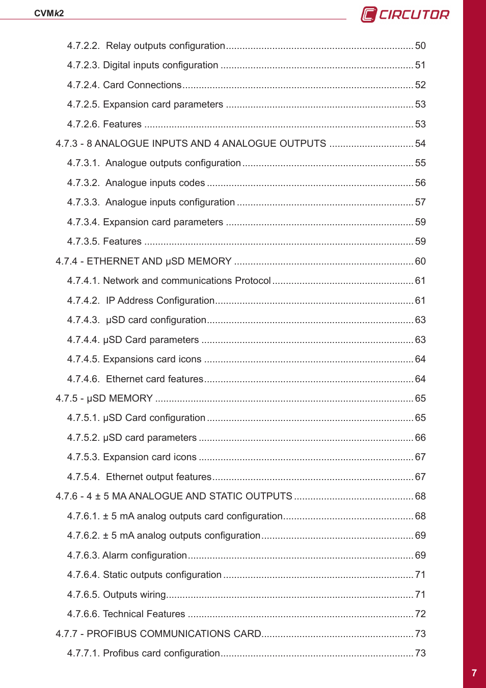 CIRCUTOR CVMk2 Series User Manual | Page 7 / 152