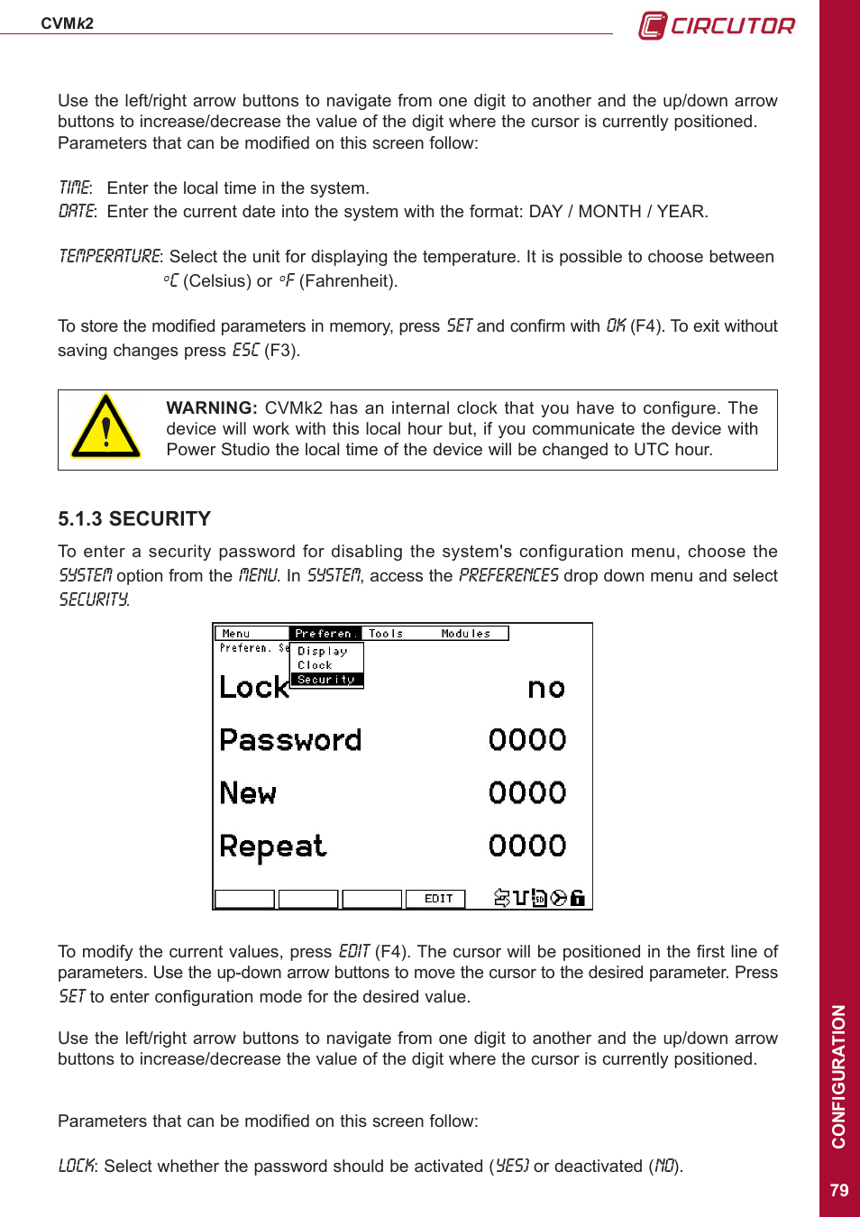 3 security | CIRCUTOR CVMk2 Series User Manual | Page 79 / 152