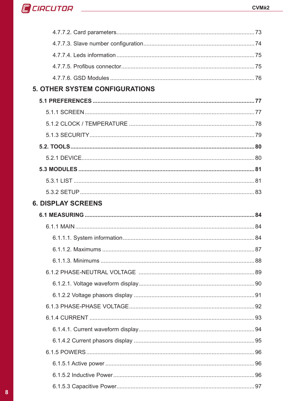 CIRCUTOR CVMk2 Series User Manual | Page 8 / 152