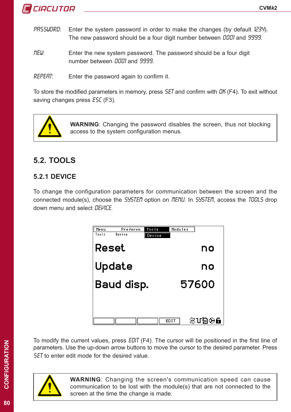 Tools, 1 device | CIRCUTOR CVMk2 Series User Manual | Page 80 / 152