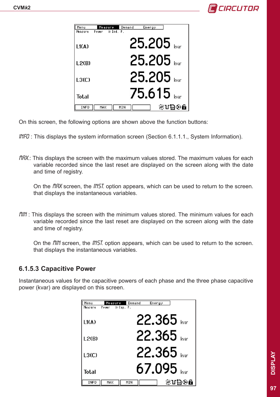 3 capacitive power | CIRCUTOR CVMk2 Series User Manual | Page 97 / 152
