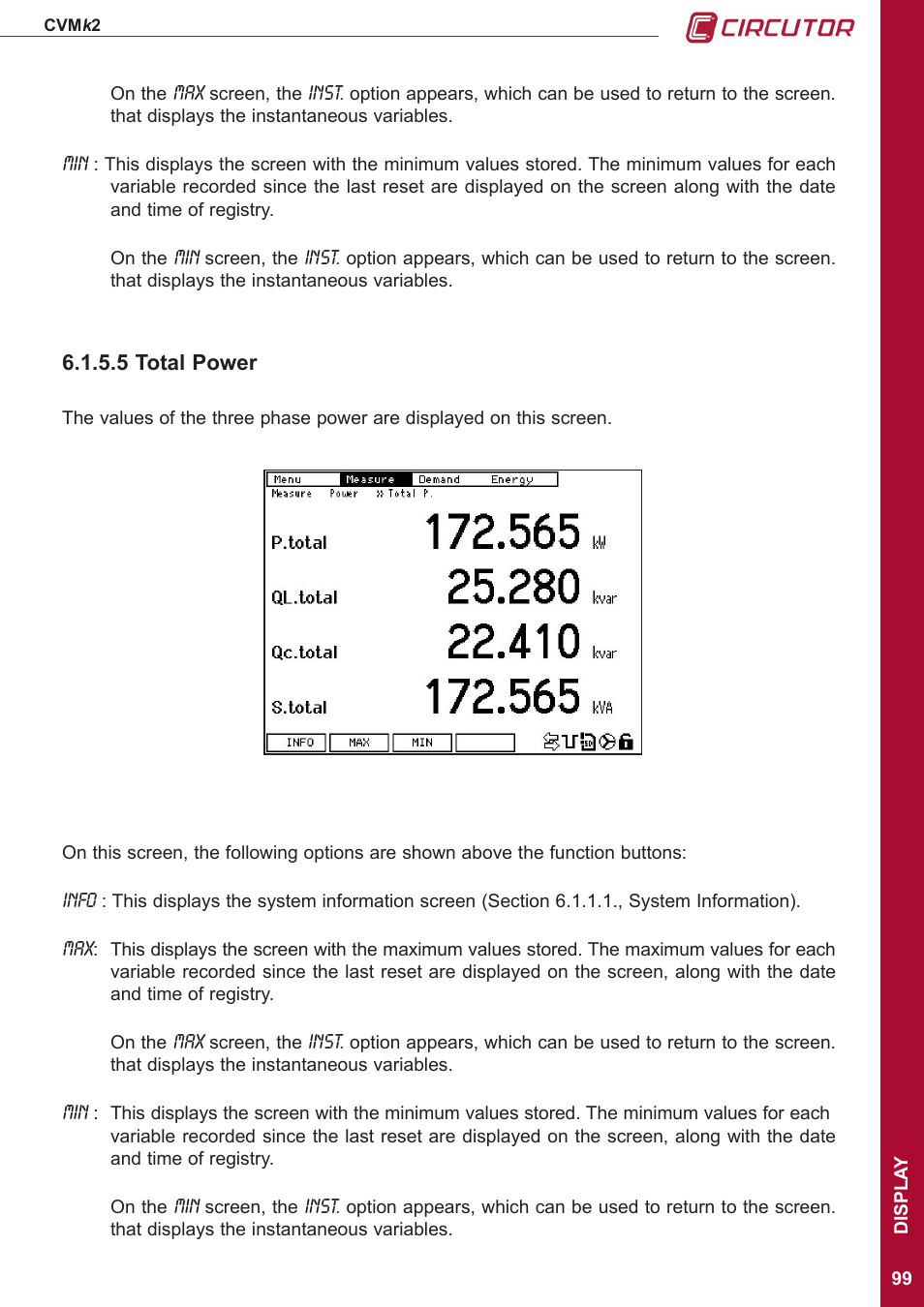 5 total power | CIRCUTOR CVMk2 Series User Manual | Page 99 / 152