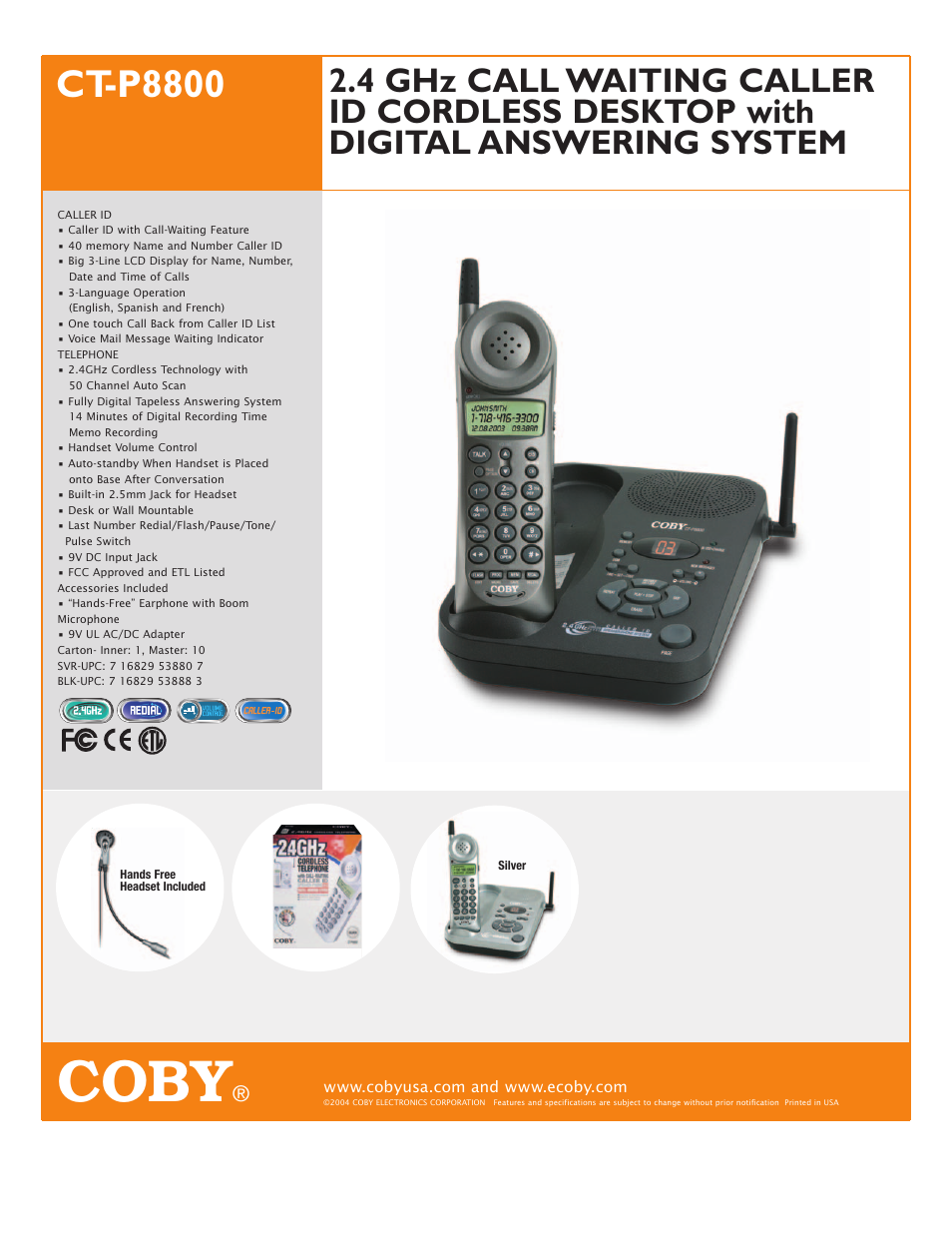 COBY CT-P8800 User Manual | 1 page