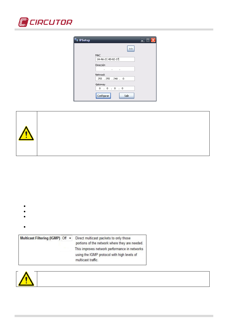 Igmp configuartion | CIRCUTOR QNA500 series User Manual | Page 28 / 111