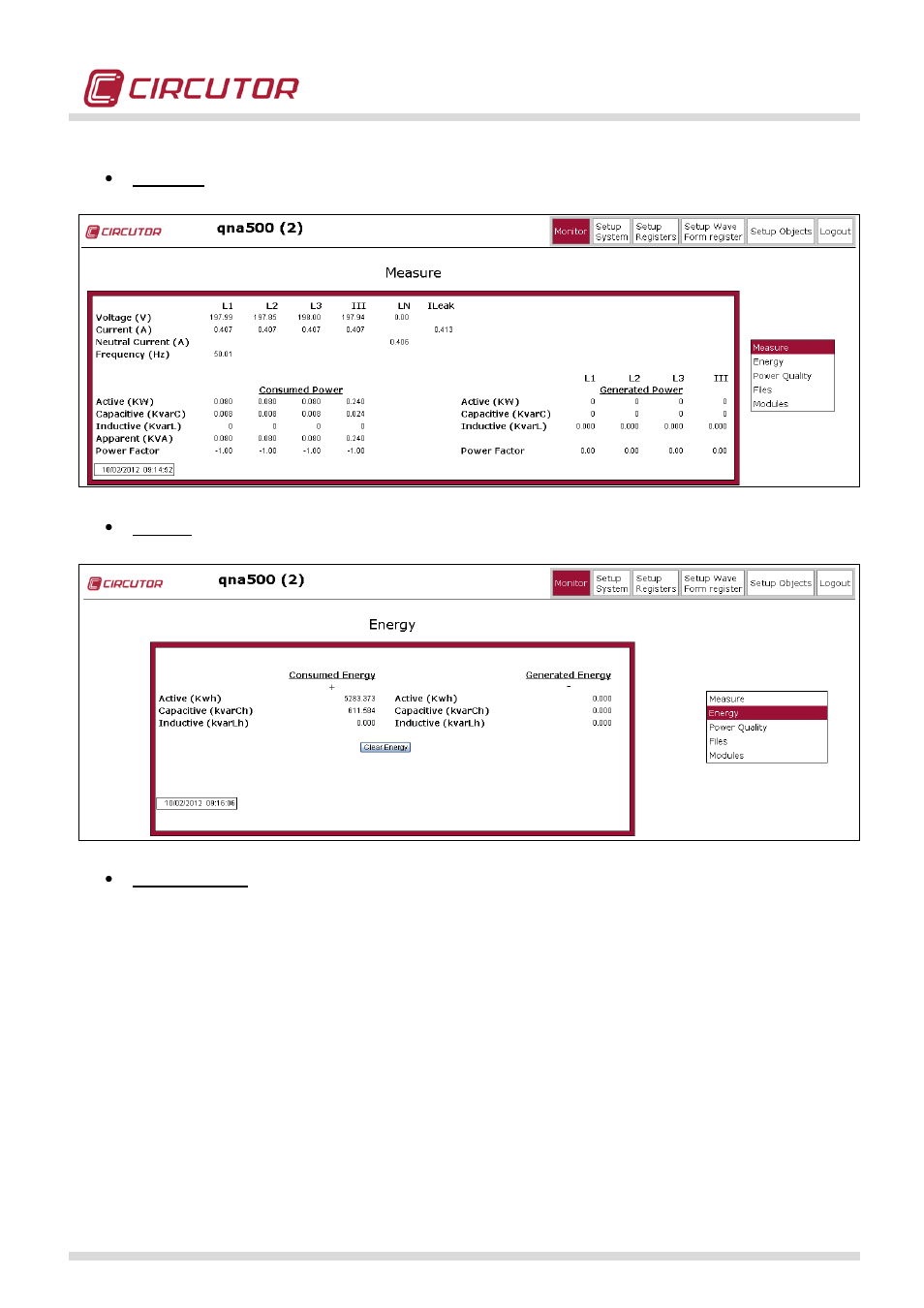 CIRCUTOR QNA500 series User Manual | Page 55 / 111