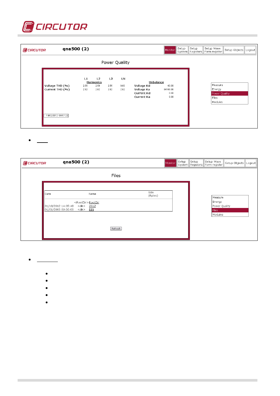 CIRCUTOR QNA500 series User Manual | Page 56 / 111