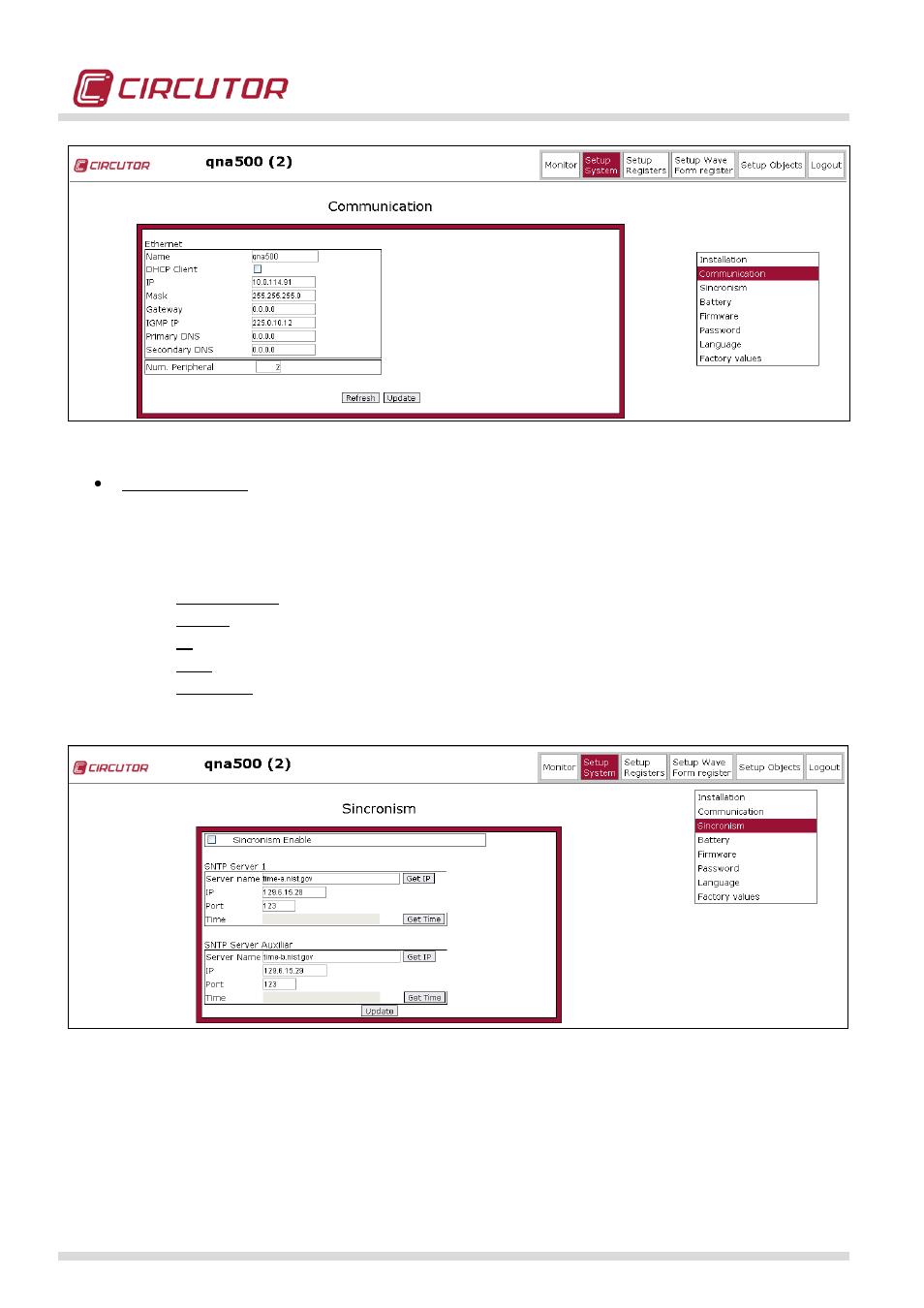CIRCUTOR QNA500 series User Manual | Page 58 / 111