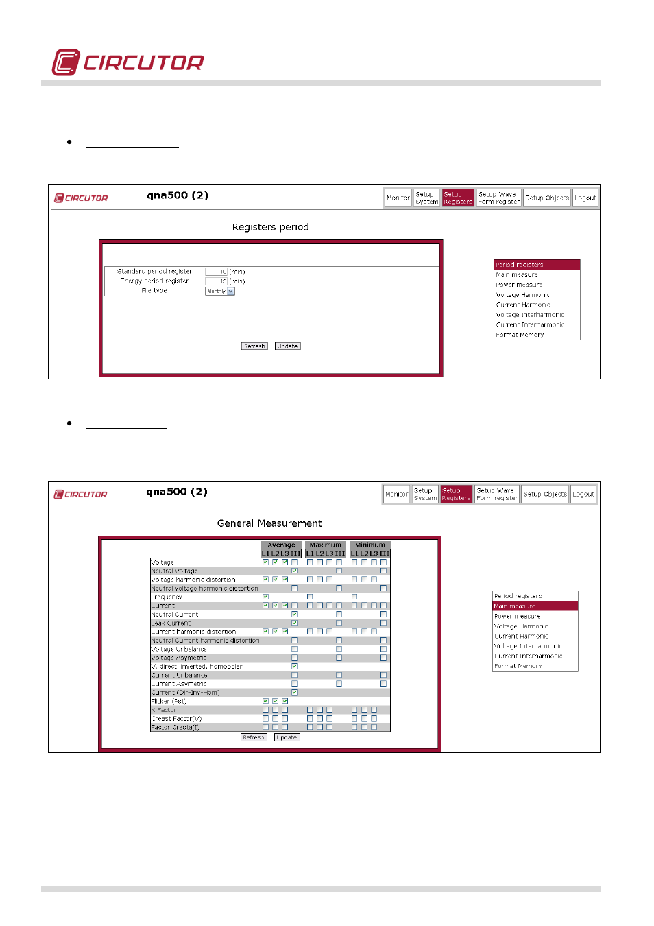 CIRCUTOR QNA500 series User Manual | Page 62 / 111