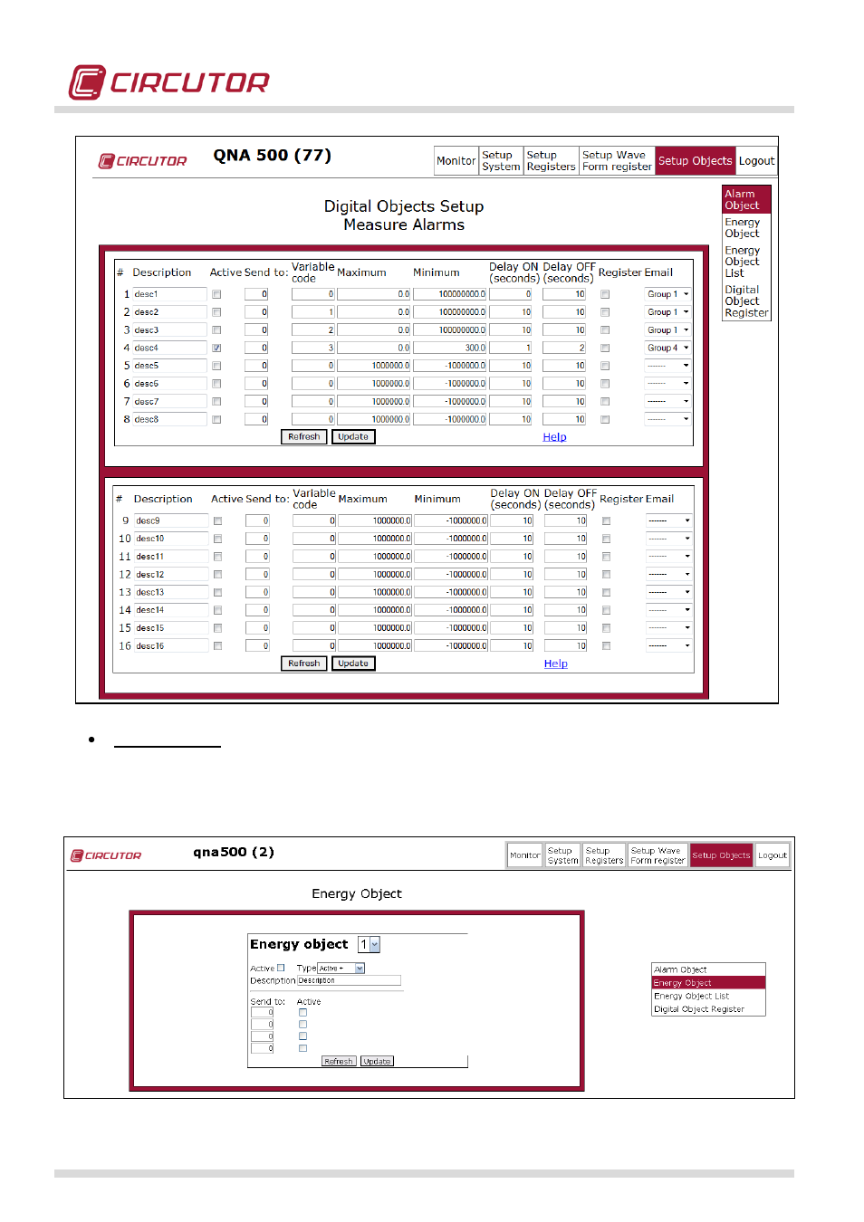 CIRCUTOR QNA500 series User Manual | Page 68 / 111