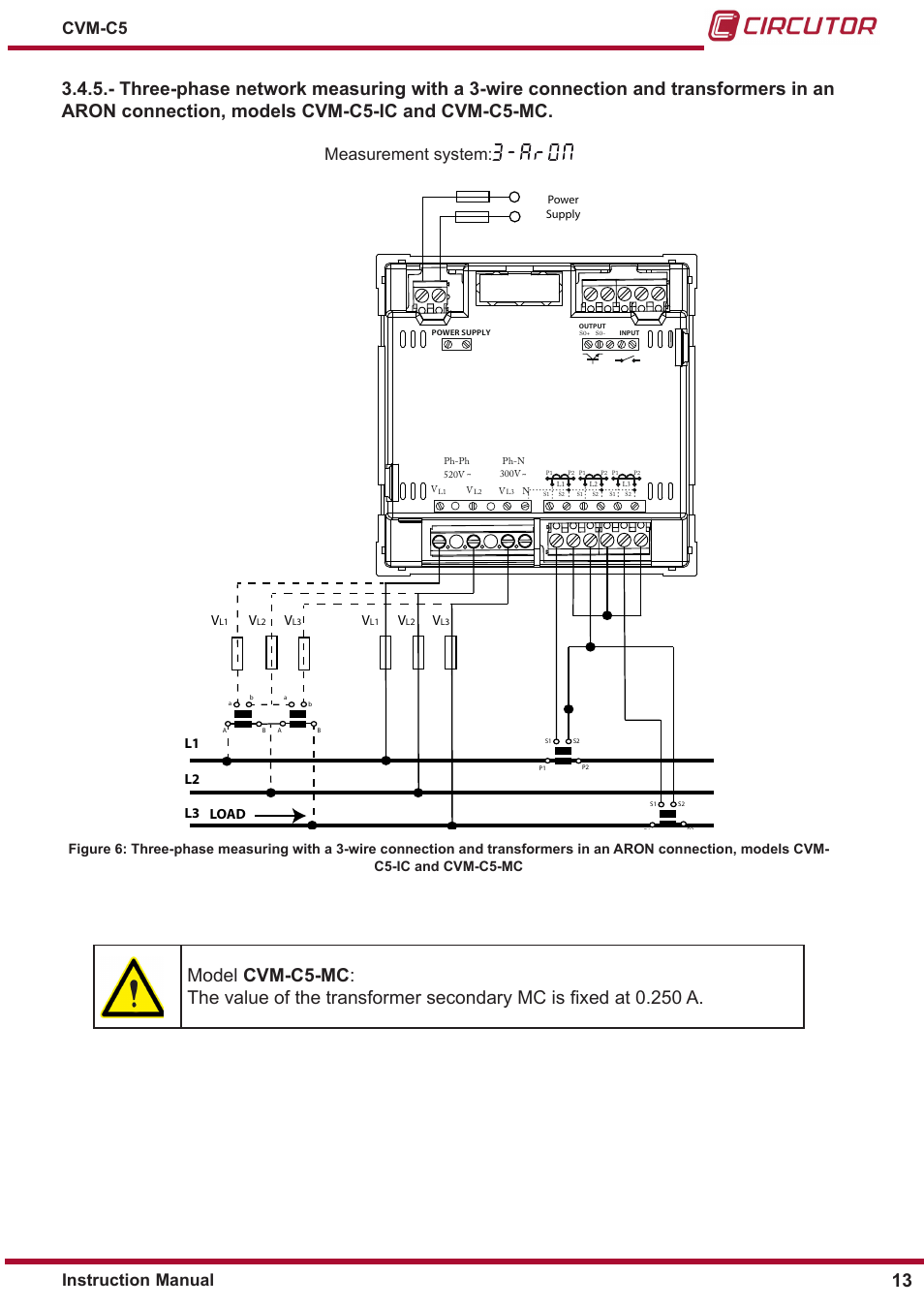 Measurement system, Instruction manual cvm-c5, L1 l2 l3 | CIRCUTOR CVM-C5 Series User Manual | Page 13 / 40