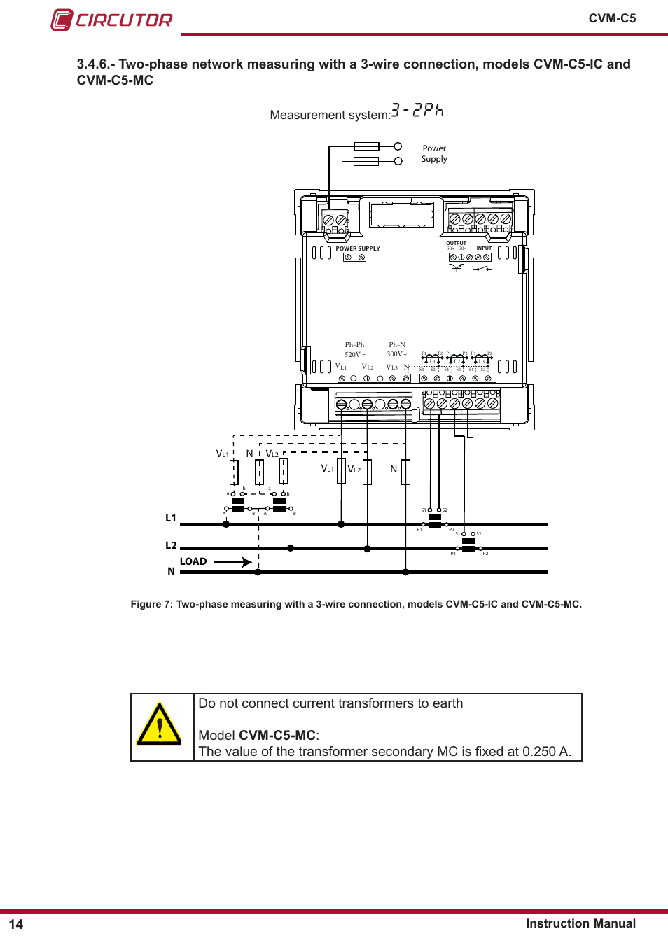 Measurement system, Cvm-c5 instruction manual, L1 n | Nload | CIRCUTOR CVM-C5 Series User Manual | Page 14 / 40