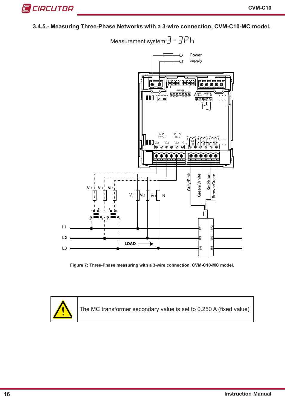 Cvm-c10 instruction manual, Power supply v, Nl1 l2 l3 | CIRCUTOR CVM-C10 Series User Manual | Page 16 / 82