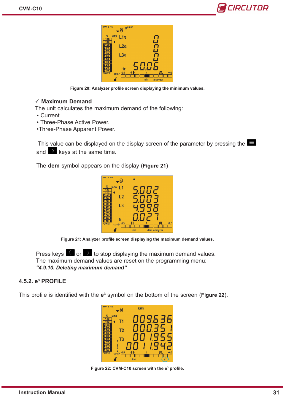 E3 profile, 4�5�2� e, Figure 20 | CIRCUTOR CVM-C10 Series User Manual | Page 31 / 82