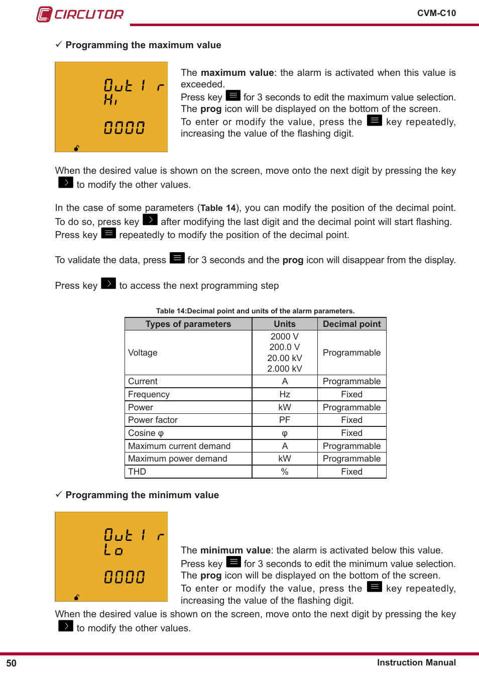 CIRCUTOR CVM-C10 Series User Manual | Page 50 / 82