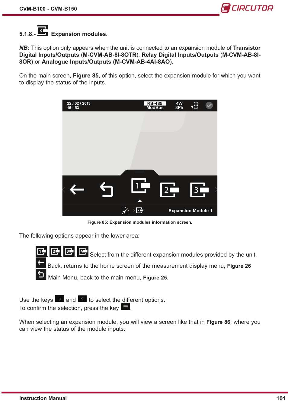 ￼ expansion modules | CIRCUTOR CVM-B Series User Manual | Page 101 / 320