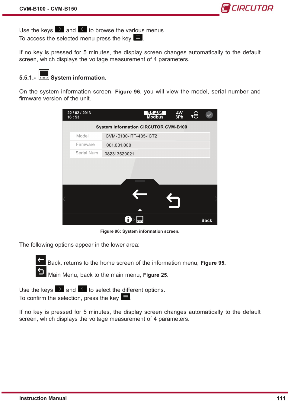 ￼ system information | CIRCUTOR CVM-B Series User Manual | Page 111 / 320