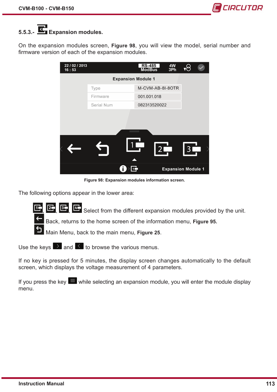 ￼ expansion modules | CIRCUTOR CVM-B Series User Manual | Page 113 / 320