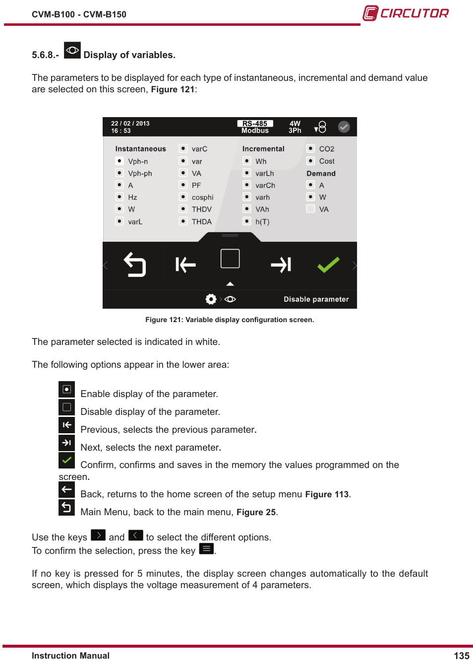 ￼ display of variables | CIRCUTOR CVM-B Series User Manual | Page 135 / 320