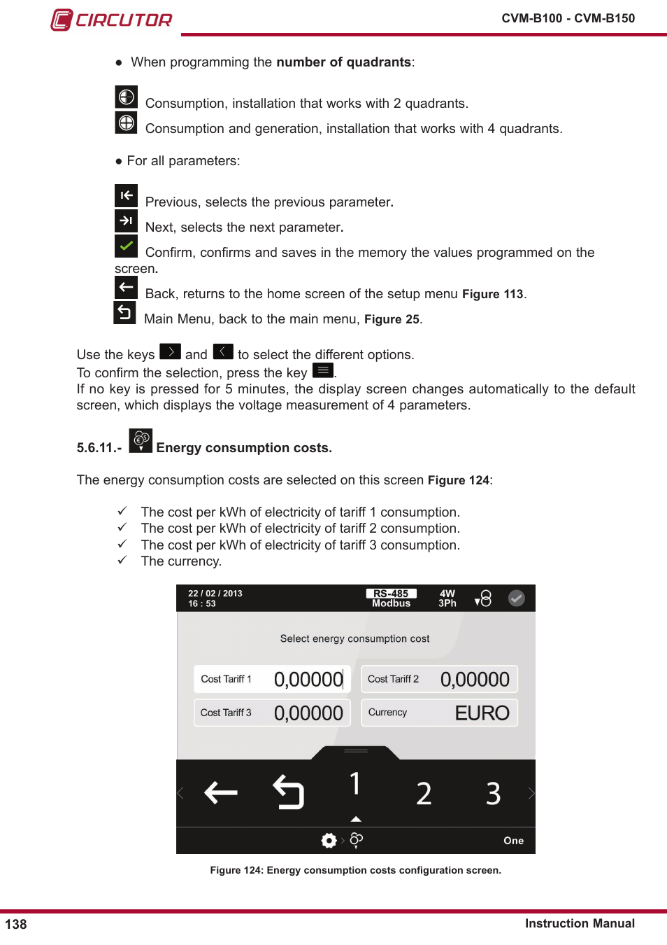 ￼ energy consumption costs | CIRCUTOR CVM-B Series User Manual | Page 138 / 320