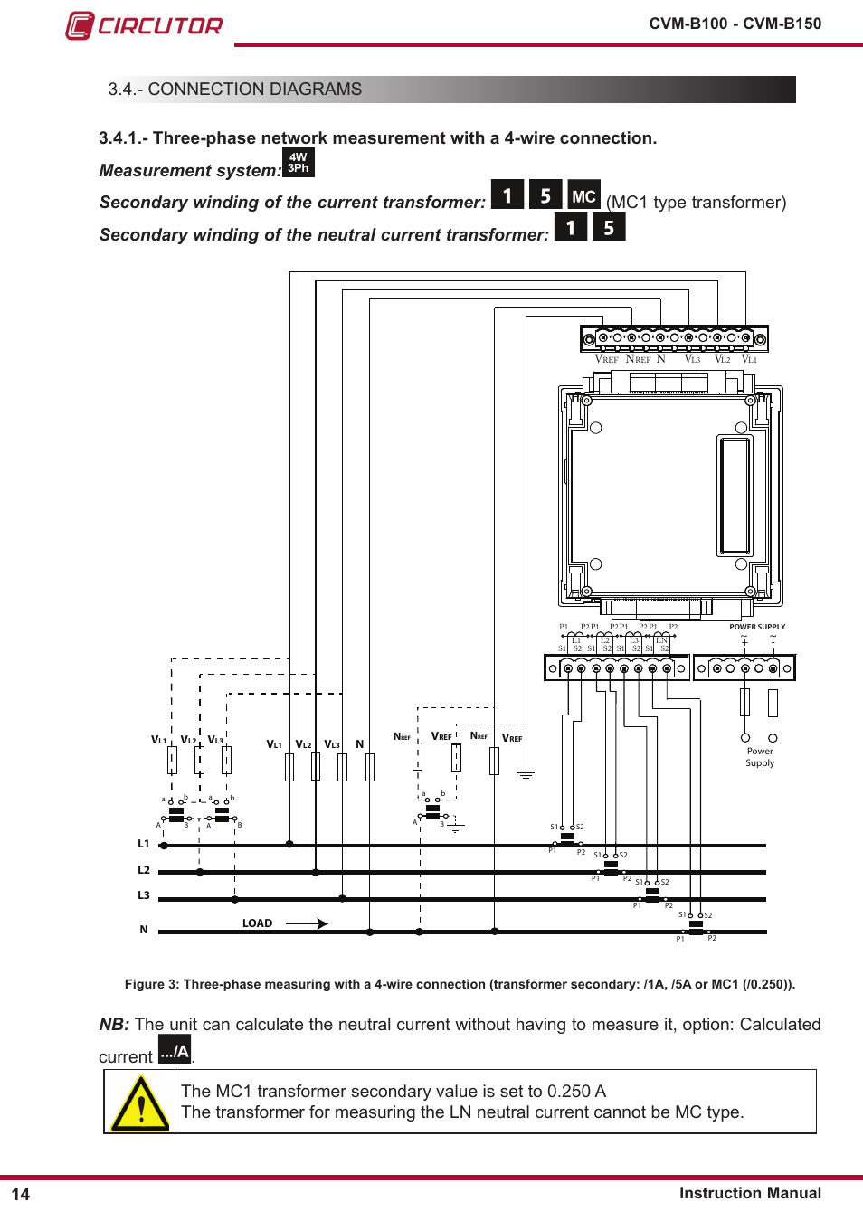 Connection diagrams | CIRCUTOR CVM-B Series User Manual | Page 14 / 320